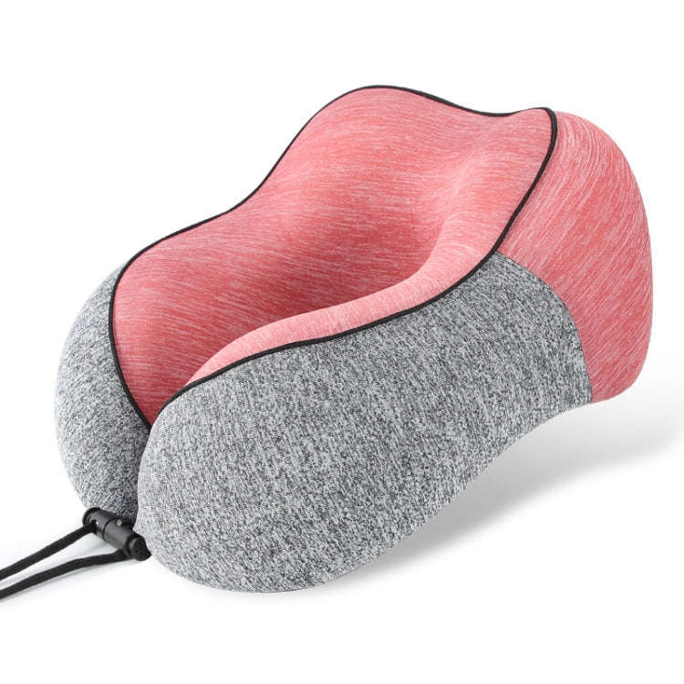 Colorblocking Ice Silk Memory Foam U-Shaped Pillow Portable Napping Neck Care Pillow(Red Gray)