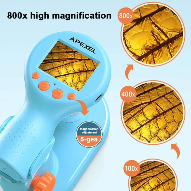 APEXEL MS201 800x 2.0-inch IPS Screen Kids Microscope Supports Taking Photos and Videos