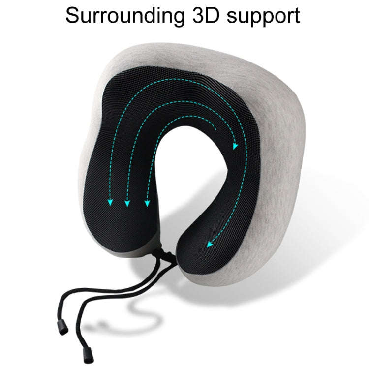 Knitted Cotton U-Shaped Memory Foam Pillow Portable Travel Neck Care Pillow(Black Gray)