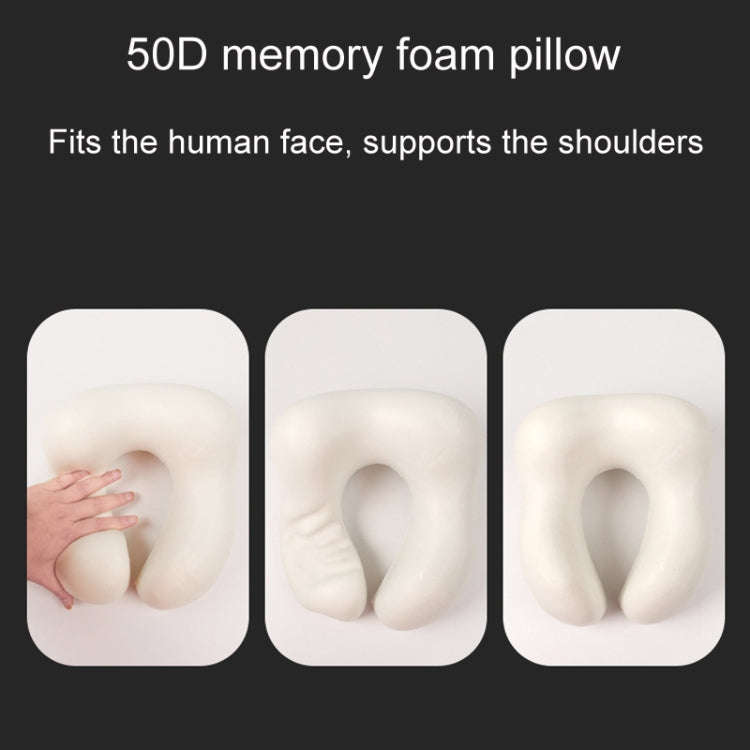 Knitted Cotton U-Shaped Memory Foam Pillow Portable Travel Neck Care Pillow(Black Gray)