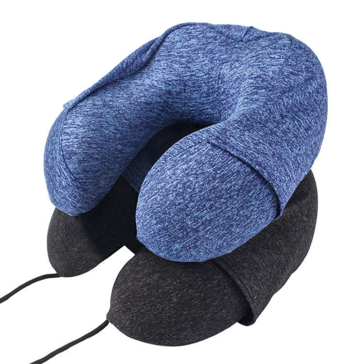 Hooded U-Shaped Memory Foam Pillow Portable Travel Neck Care Pillow(Black)