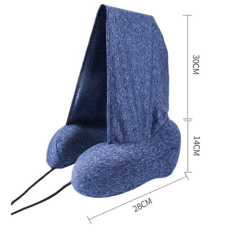 Hooded U-Shaped Memory Foam Pillow Portable Travel Neck Care Pillow(Black)
