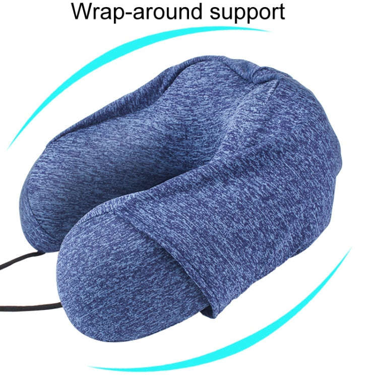 Hooded U-Shaped Memory Foam Pillow Portable Travel Neck Care Pillow(Black)