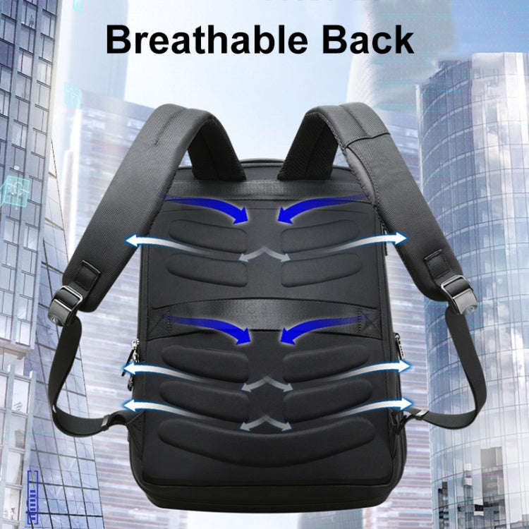 Bopai 61-26111 Large Capacity Business Commuter Laptop Backpack With USB+Type-C Port(Black)