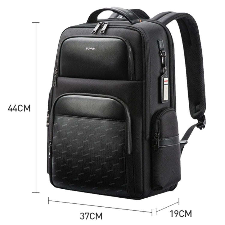 Bopai 61-91911 Large Capacity Business Waterproof Laptop Backpack With USB+Type-C Port(Black)