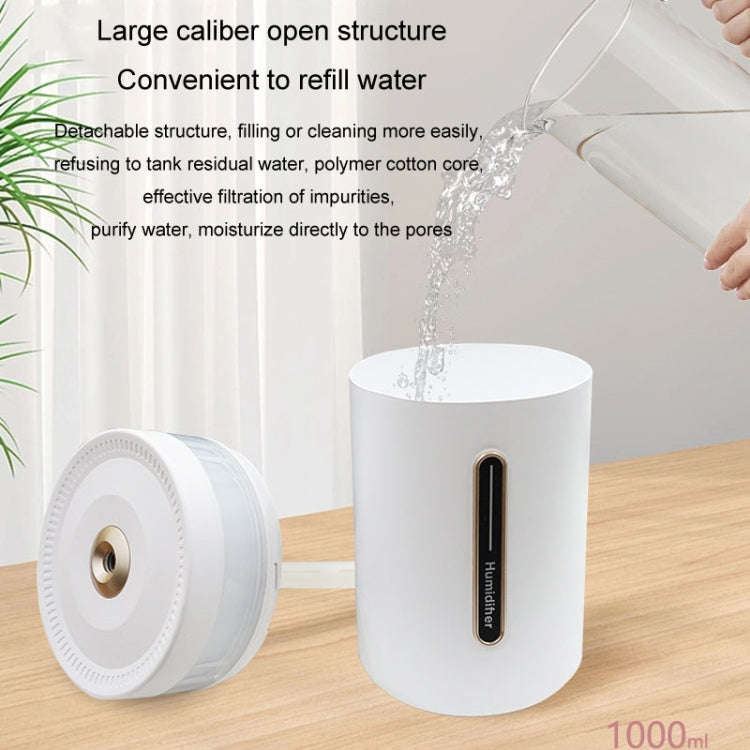 1L Home Humidifier Large Capacity Desk Aroma Mute Ambient Light Humidifier Charging Model(White)