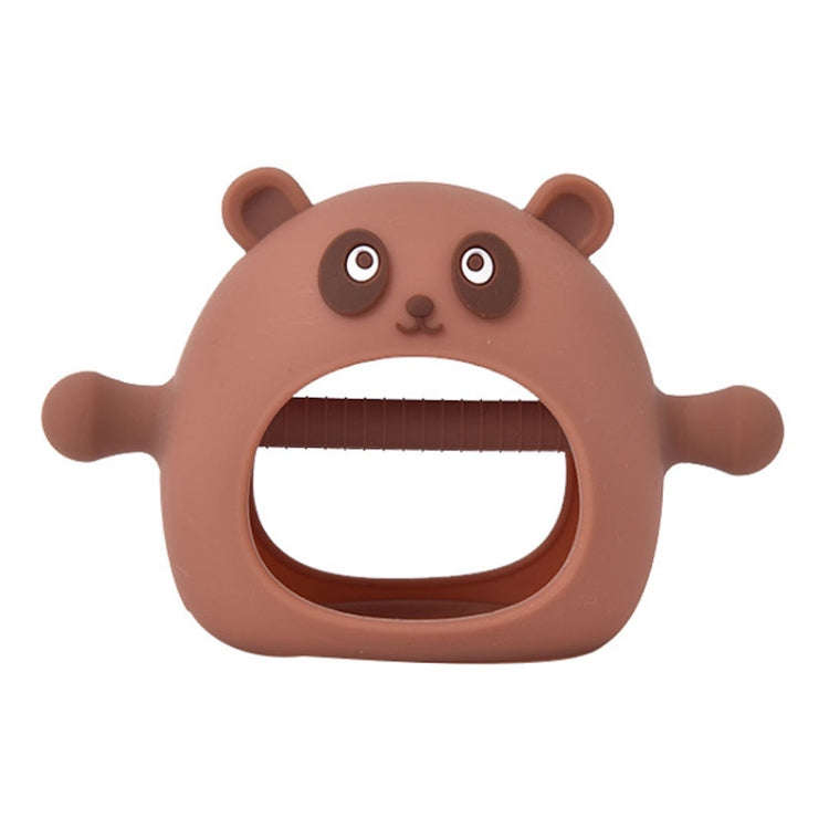 Baby Hand Protector Silicone Gloves Teether Anti Hand Eating Teething Toys(Khaki)