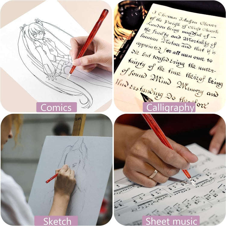 9 Calligraphy Nibs+ Dip Pen Set For Cartoon Sketching Art Drawing
