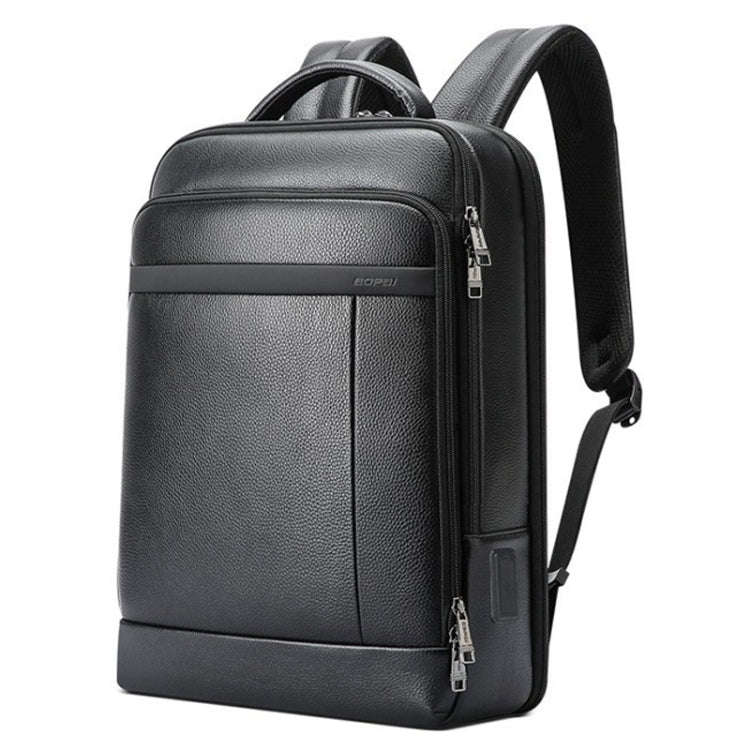 Bopai 61-120761 Large-capacity First-layer Cowhide Business Laptop Backpack With USB+Type-C Port(...