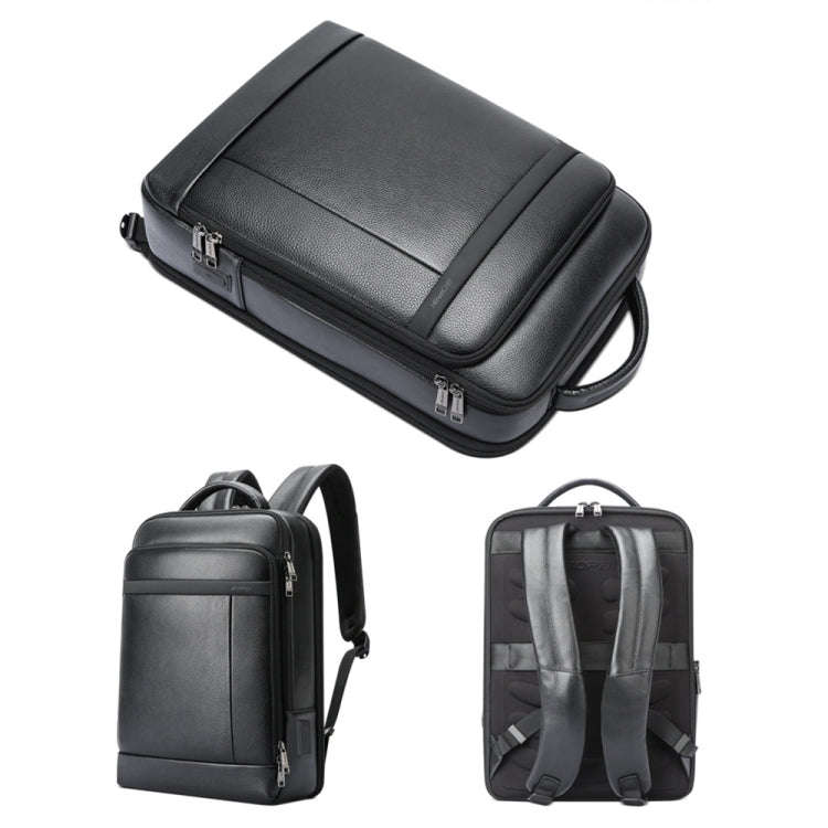 Bopai 61-120761 Large-capacity First-layer Cowhide Business Laptop Backpack With USB+Type-C Port(...