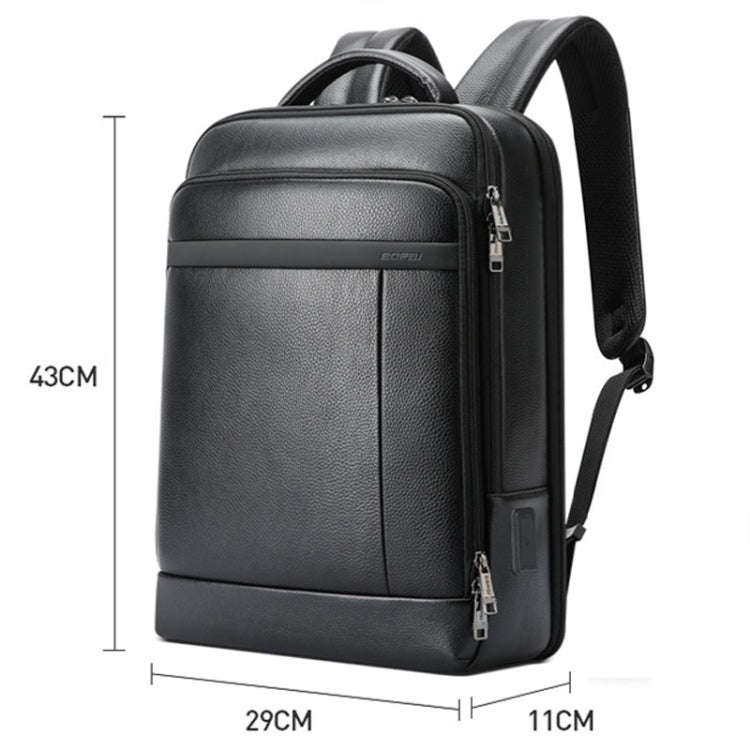 Bopai 61-120761 Large-capacity First-layer Cowhide Business Laptop Backpack With USB+Type-C Port(...