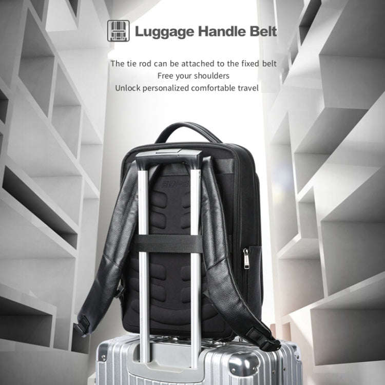 Bopai 61-120761 Large-capacity First-layer Cowhide Business Laptop Backpack With USB+Type-C Port(...