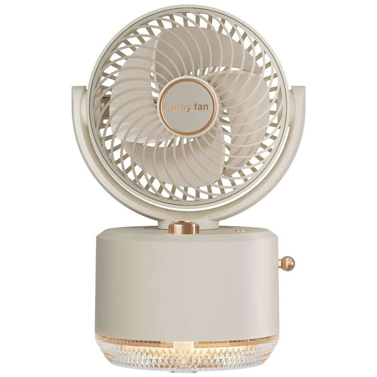 USB Charging Cooler Air Conditioning Fan Desktop Cooling Fan Swing Humidifier(Beige)