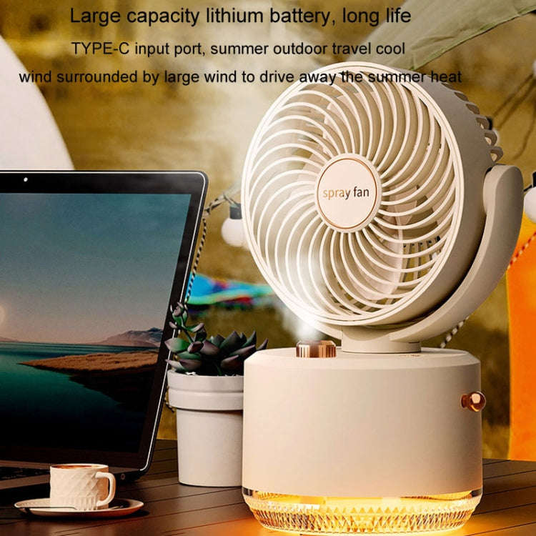USB Charging Cooler Air Conditioning Fan Desktop Cooling Fan Swing Humidifier(Beige)