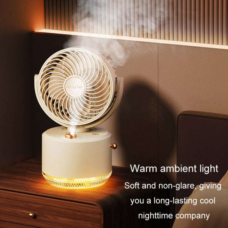 USB Charging Cooler Air Conditioning Fan Desktop Cooling Fan Swing Humidifier(Beige)
