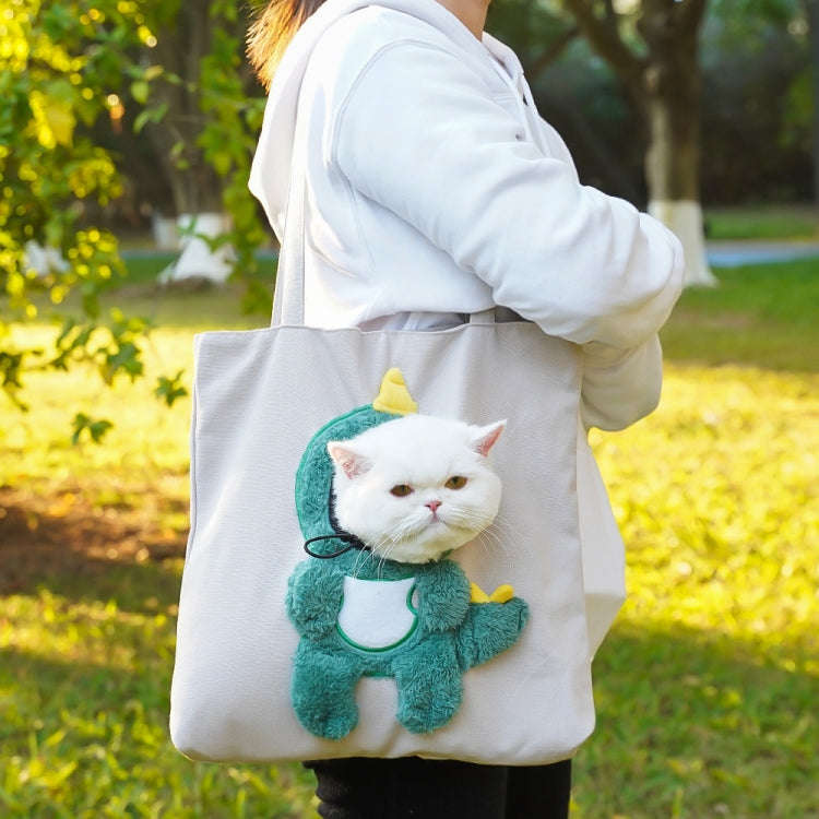 Pet Out Bag Crossbody Tote Cat Bag Small Dog Expandable Shoulder Bag, Size: L(White Background Gr...