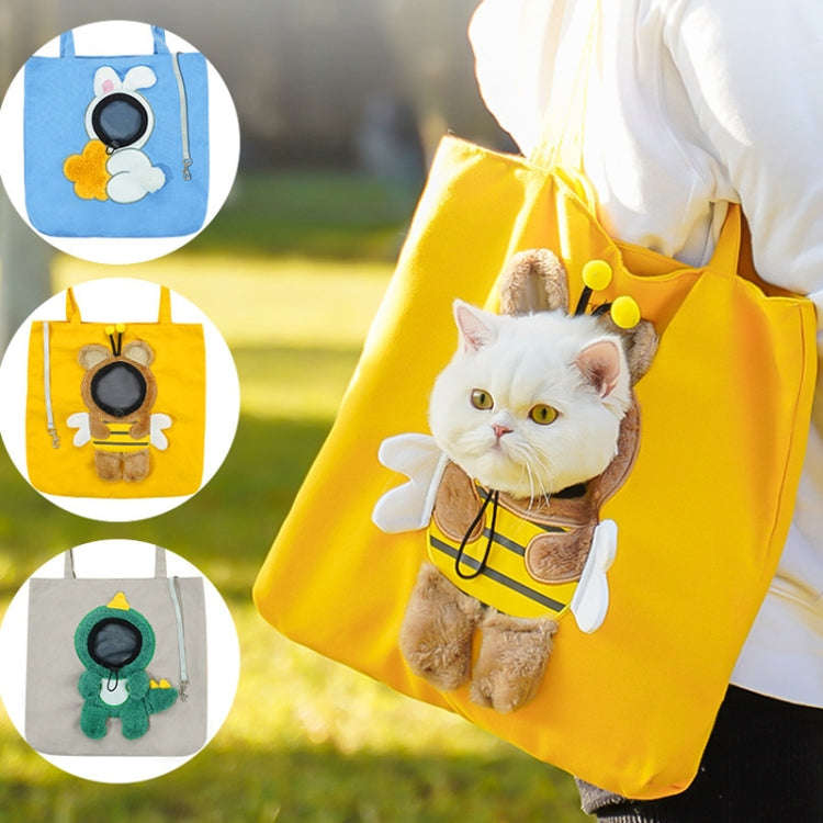 Pet Out Bag Crossbody Tote Cat Bag Small Dog Expandable Shoulder Bag, Size: L(Blue Background Whi...