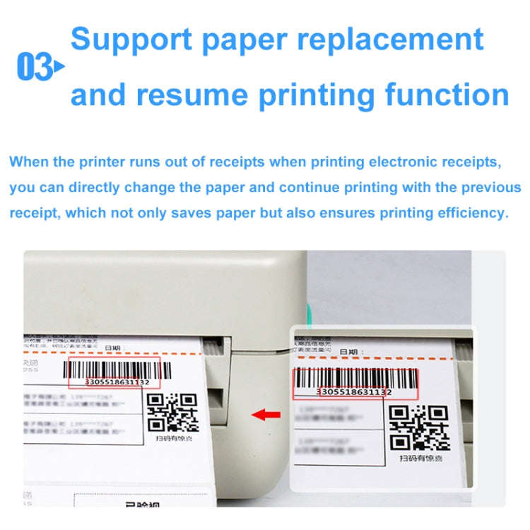 Xprinter XP-450B USB Port Supermarket Cashier Barcode Thermal Printer(EU Plug)