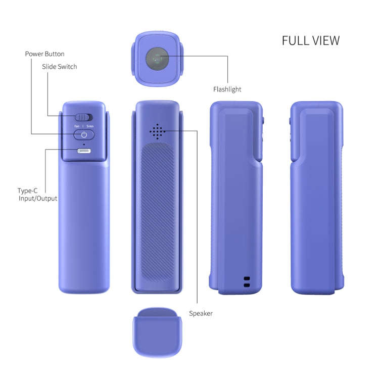 PS-J009 4-In-1 LED Light Buzzer Alarm Mini Folding Handheld Fan(Navy Blue)