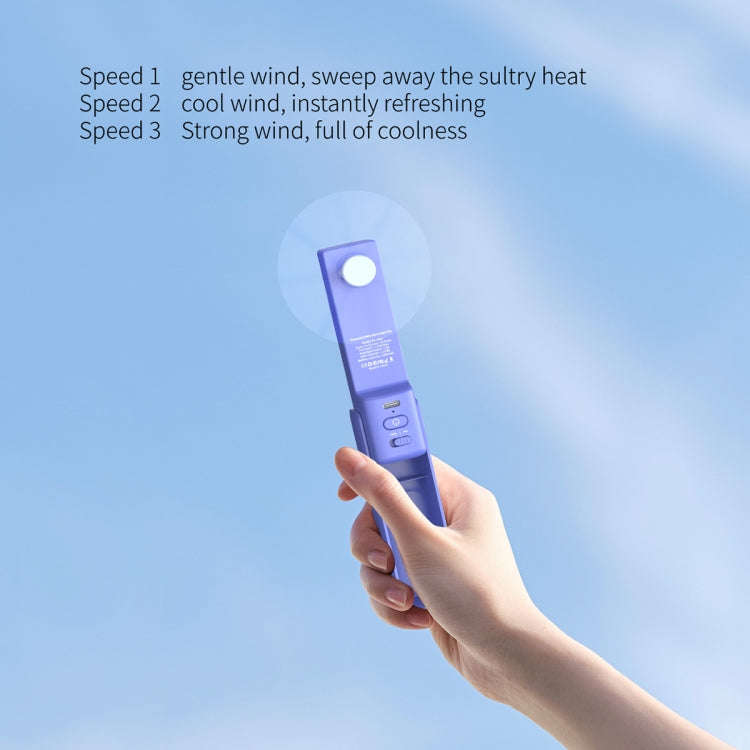 PS-J009 4-In-1 LED Light Buzzer Alarm Mini Folding Handheld Fan(Navy Blue)