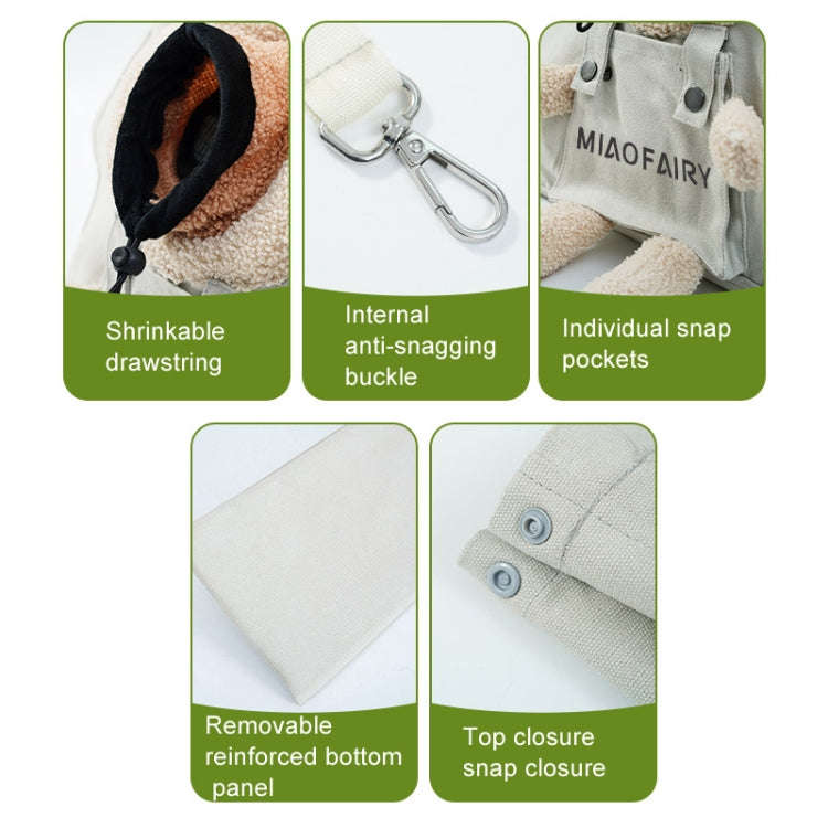Portable Outing Cat Bag Exposed Shoulder Canvas Bag Small Dog Pet Bag(Bear Khaki)