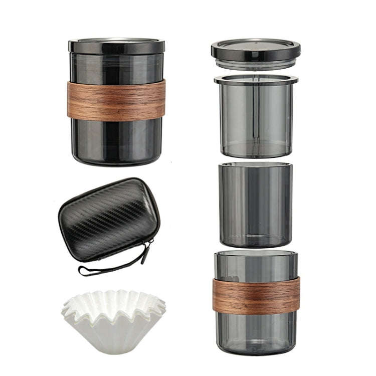 3 In 1 Pour Over Coffee Maker with Filter Cup for Camping Travel Office With Bag Gradient Black