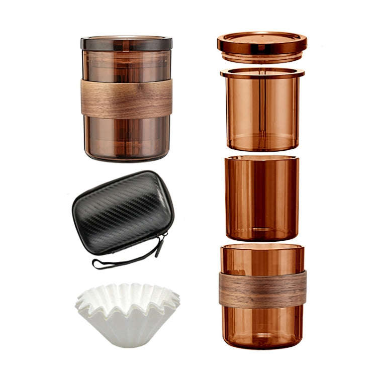 3 In 1 Pour Over Coffee Maker with Filter Cup for Camping Travel Office With Bag Brown