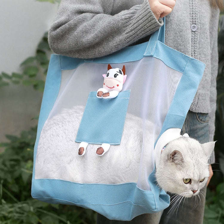 Handheld Large Capacity Breathable Exposed Canvas Cat Bag Outdoor Portable Pet Bag(Green)