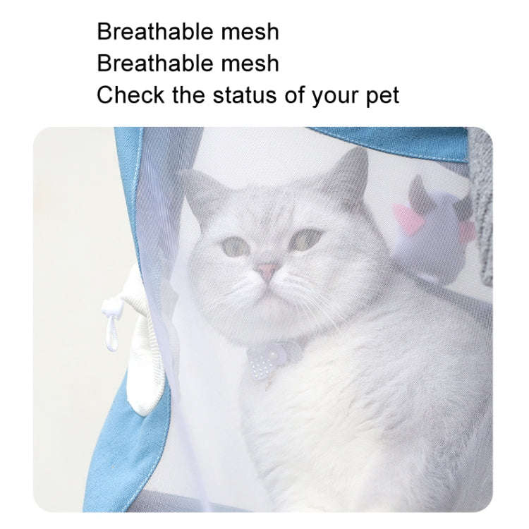 Handheld Large Capacity Breathable Exposed Canvas Cat Bag Outdoor Portable Pet Bag(Blue)