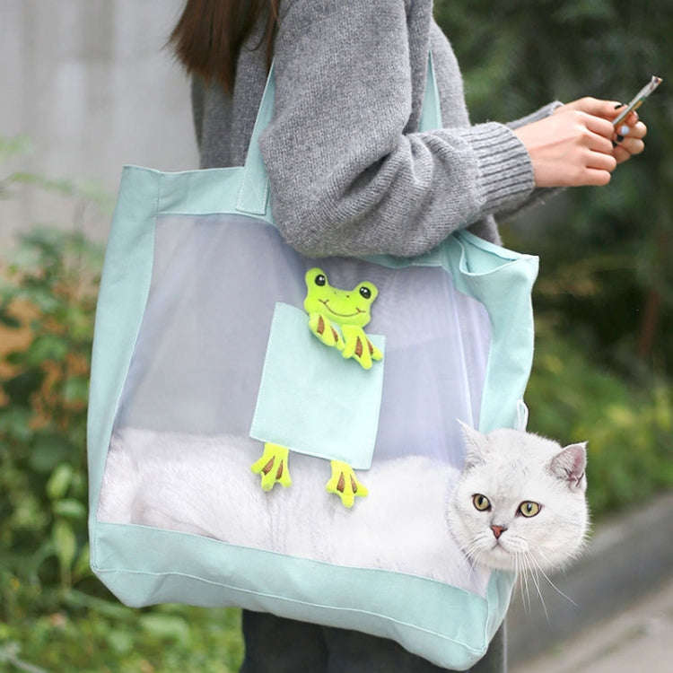 Handheld Large Capacity Breathable Exposed Canvas Cat Bag Outdoor Portable Pet Bag(Green)