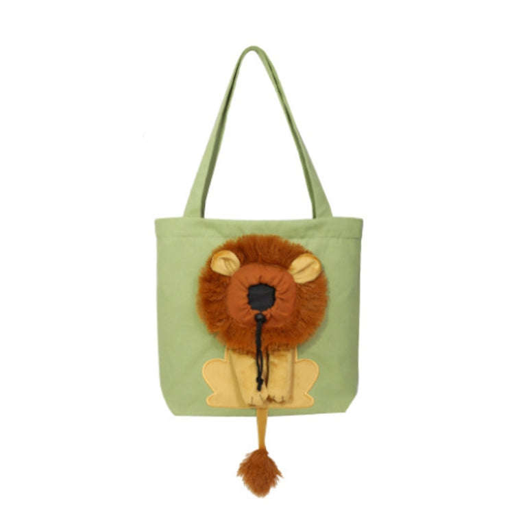 Canvas Expandable Little Lion Shape Cat Bag Small Dog Handbag, Size: Large (Light Green)