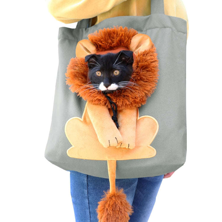 Canvas Expandable Little Lion Shape Cat Bag Small Dog Handbag, Size: Large (Lake Blue)