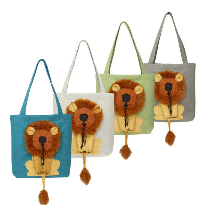 Canvas Expandable Little Lion Shape Cat Bag Small Dog Handbag, Size: Large (Lake Blue)