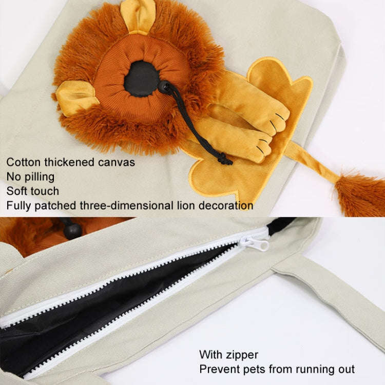 Canvas Expandable Little Lion Shape Cat Bag Small Dog Handbag, Size: Large (Lake Blue)