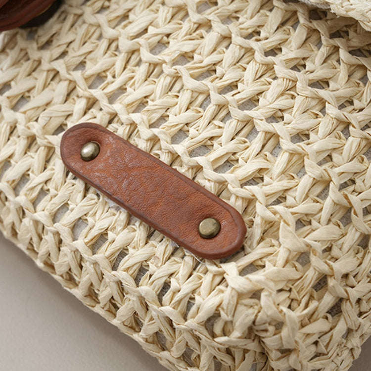 Women Retro Messenger Bag Travel Crossbody Straw Bag(Khaki)