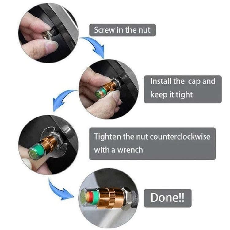2.4BAR Vehicle Tire Pressure Monitoring Warning Cap, : Anti-theft with Wrench