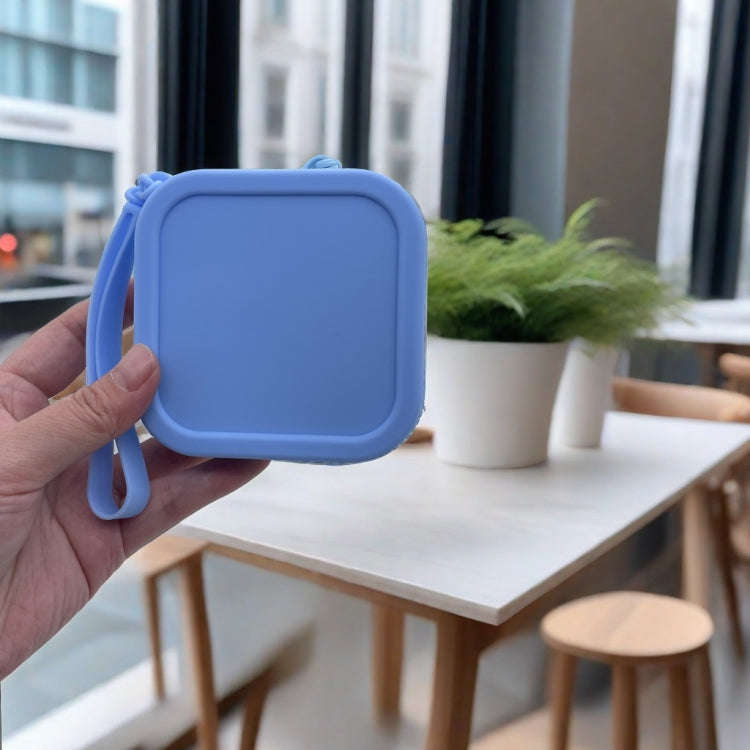 Silicone Change Storage Small Square Bag Lipstick Bank Card Earphone Zipper Storage Bag(Blue)