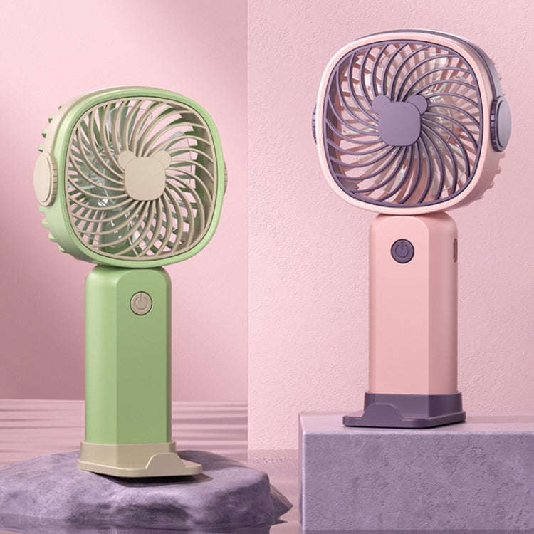 Handheld Portable Mini Multifunctional Fan With Phone Holder Function, Color: Pink Purple no Battery