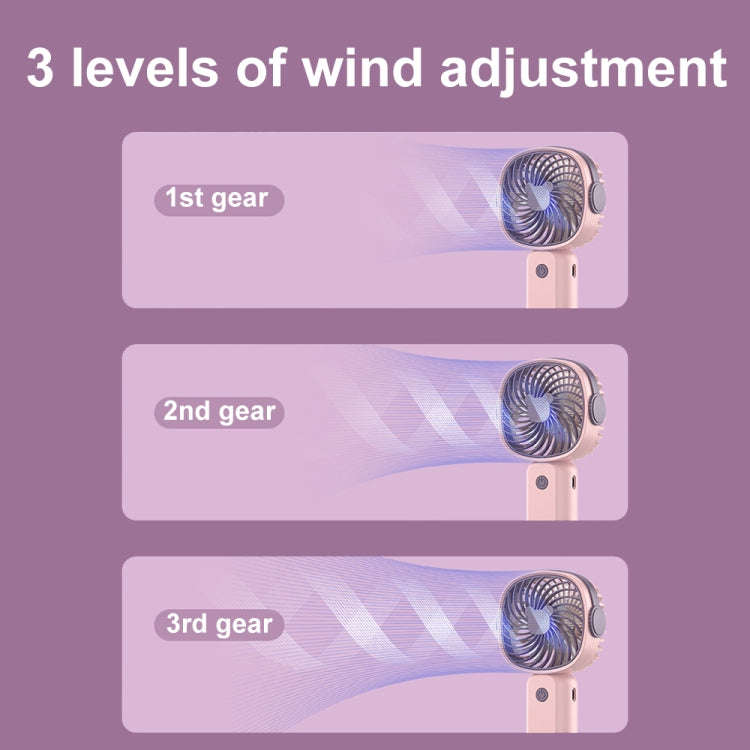 Handheld Portable Mini Multifunctional Fan With Phone Holder Function, Color: Pink Purple no Battery