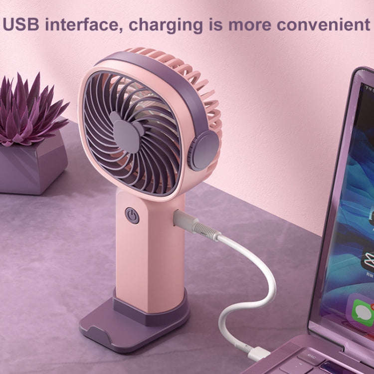 Handheld Portable Mini Multifunctional Fan With Phone Holder Function, Color: Pink Purple no Battery