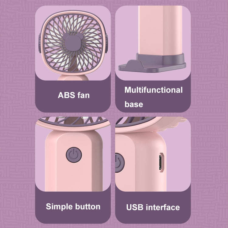 Handheld Portable Mini Multifunctional Fan With Phone Holder Function, Color: Pink Purple no Battery