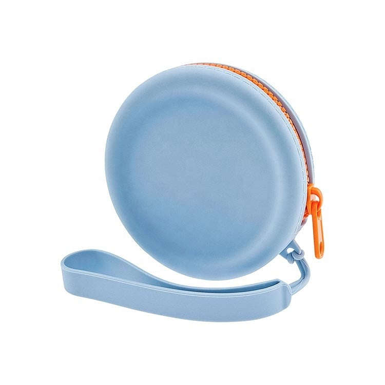 Circular Pet Snack Coin Purse Zipper Silicone Earphones Storage Bag(Sky Blue)