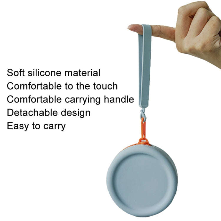 Circular Pet Snack Coin Purse Zipper Silicone Earphones Storage Bag(Sky Blue)