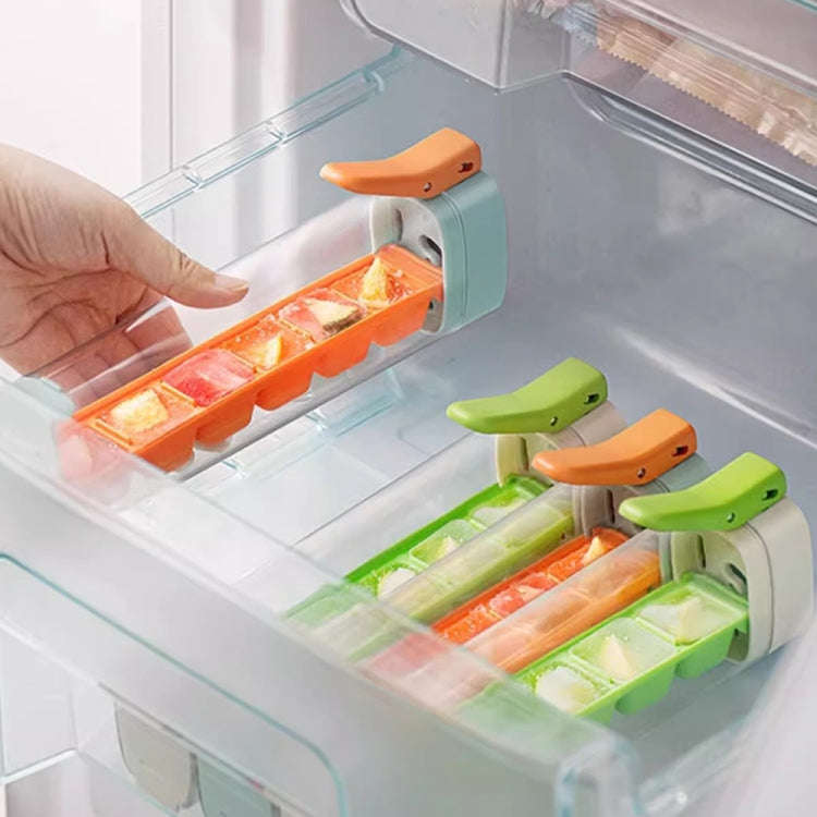 Press Type Home DIY Ice Cube Mold Ice Maker Ice Storage Box(Pearl White)