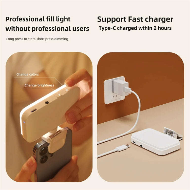 66 LEDs Selfie Fill Light Rechargeable 3 Modes Clip-on Pocket Light For Phone, Laptop, Tablet Mee...