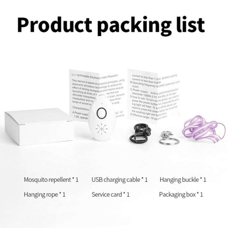 Mini USB Rechargeable Fly Repeller Outdoor Portable Mobile Mosquito Repellent Device(White)