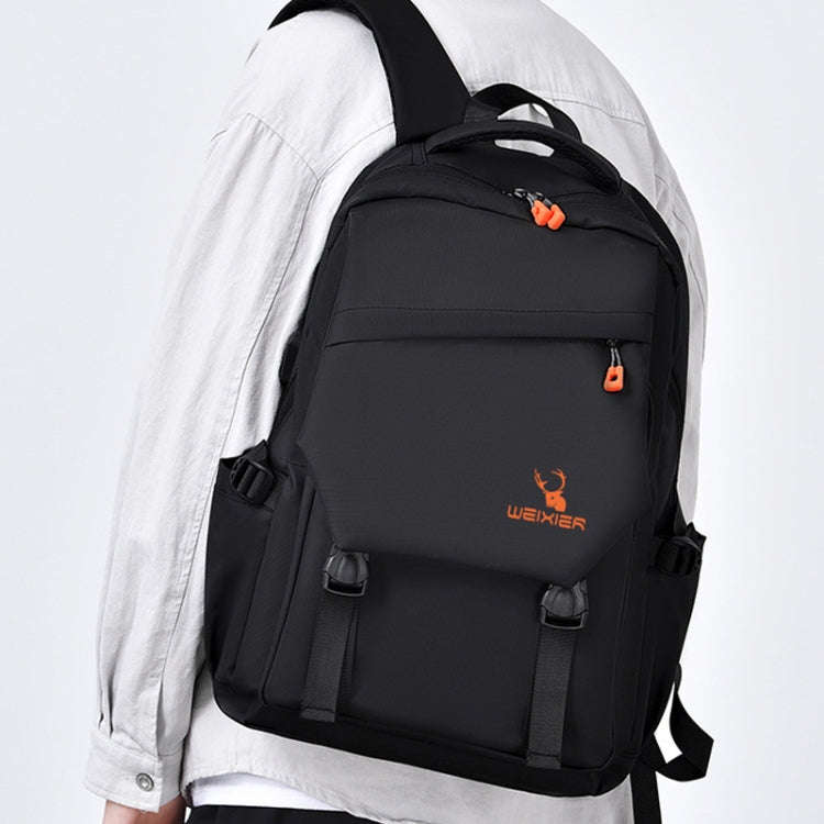 WEIXIER B682 Large Capacity Double Shoulder Backpack Casual Waterproof Travel Bag(Black)