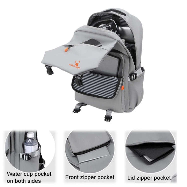 WEIXIER B682 Large Capacity Double Shoulder Backpack Casual Waterproof Travel Bag(Dark Gray)