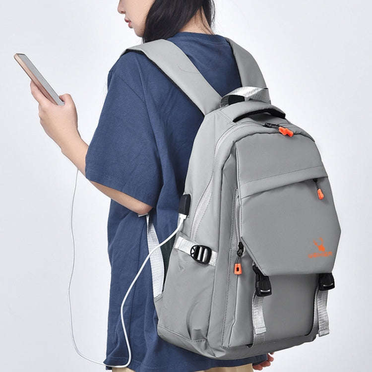 WEIXIER B682 Large Capacity Double Shoulder Backpack Casual Waterproof Travel Bag(Dark Gray)
