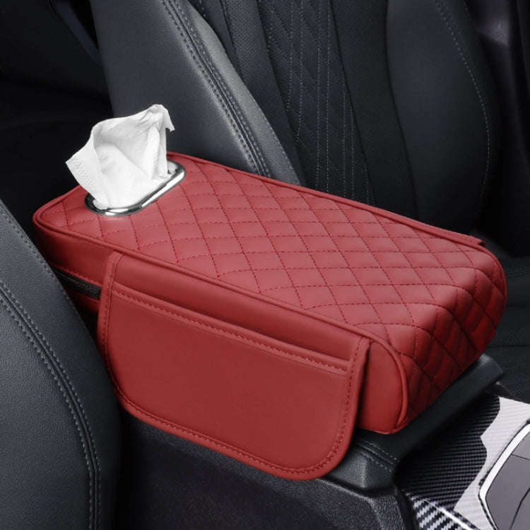 Car Armrest Box Booster Pad Widened Interior Tissue Box, Color: Volcanic Red